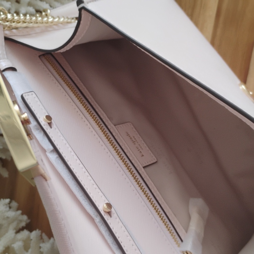 Kate Spade π₯ NWT π₯ Anna - Blush Pink Clutch with Gold Chain Crossbody Option - Picture 9 of 17